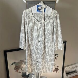 White and Gray Button-Up Dress Express